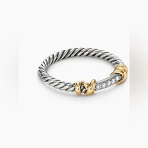David Yurman petite sterling silver with gold Size 7 , 4 mm ring. $275 firm